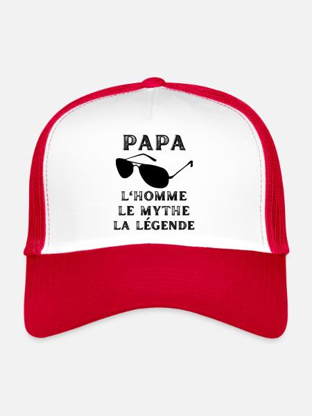 PAPY Lunette de soleil L'homme Le mythe La légende - Casquette trucker  - blanc/rouge - Devant