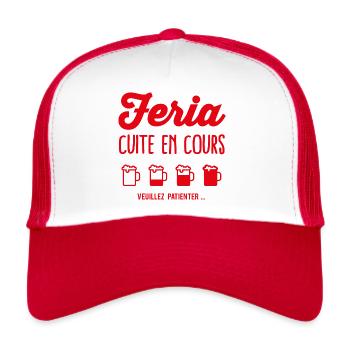 Feria alcool cuite en cours - Casquette trucker  - blanc/rouge - Devant