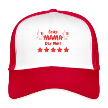 Beste Mama der Welt - Trucker Cap - Weiß/Rot - Vorne