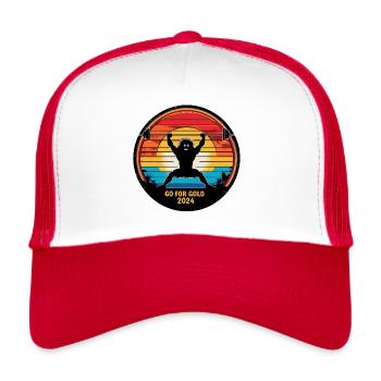 Go For Gold with a Heavy Lifter in Classic Style - Trucker Cap - white/red - Front