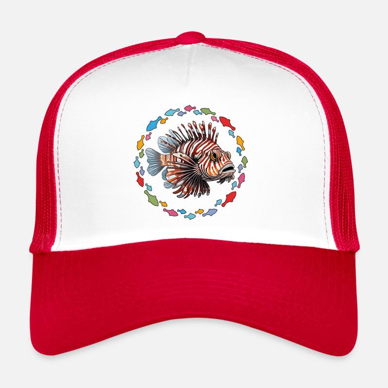 Poisson-lion Poisson corail dans le cercle de poissons Casquette trucker 