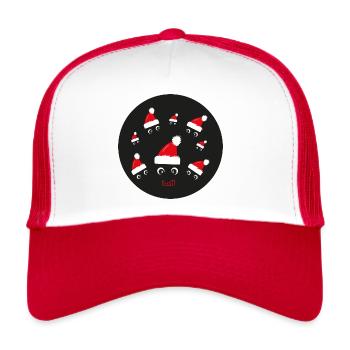Weihnachtsmänner im Dunkeln mit Weihnachtsmützen. - Trucker Cap - Weiß/Rot - Vorne