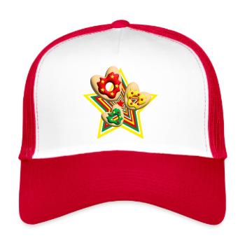 Herz Donuts mit Stern zu Weihnachten. - Trucker Cap - Weiß/Rot - Vorne