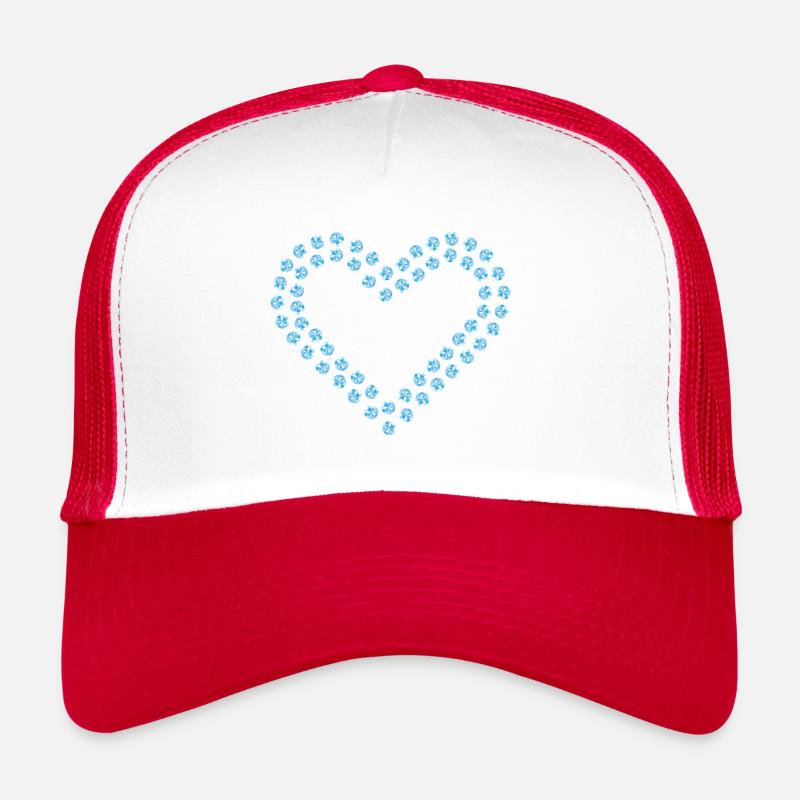 Diamant coeur bleu double contour Casquette trucker 
