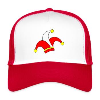 Karnevalshut - Trucker Cap - Weiß/Rot - Vorne