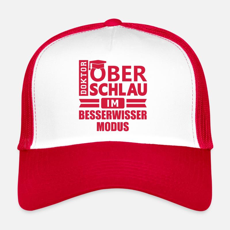 Dr. Oberschlau (Besserwisser) - Trucker Cap - Weiß/Rot