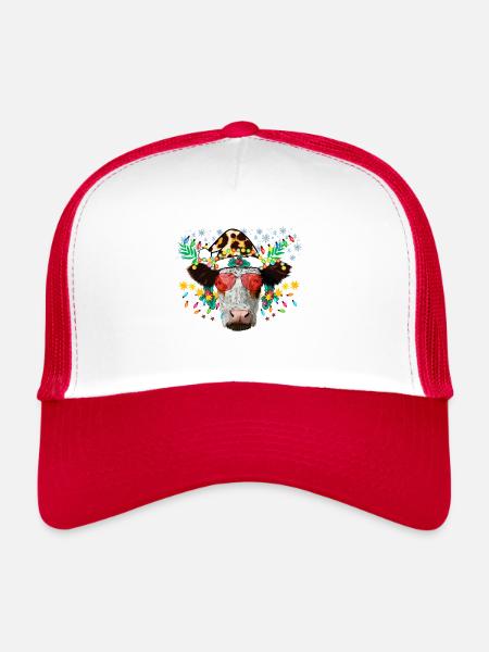 Vache de Noël, Noël occidental, Noël - Casquette trucker  - blanc/rouge - Devant