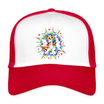Dub Dubbing Dabbing Unicorn Unicorn Rainbow - Trucker Cap - white/red - Front