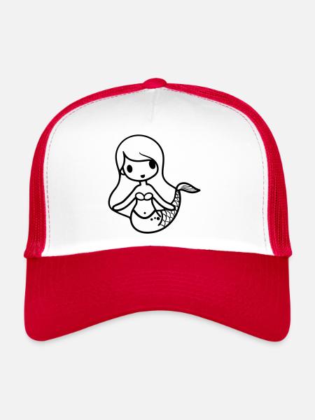 Sirène - Casquette trucker  - blanc/rouge - Devant