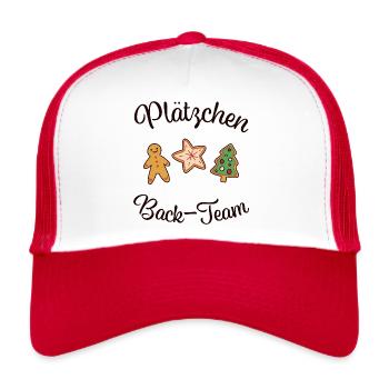 "PLÄTZCHEN - BACK -TEAM" Weihnachten backen - Trucker Cap - Weiß/Rot - Vorne