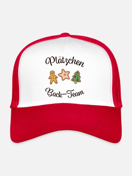 "PLÄTZCHEN - BACK -TEAM" Weihnachten backen - Trucker Cap - Weiß/Rot