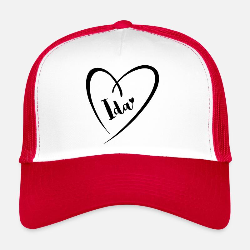 Ida Name Vorname im Herzrahmen - Trucker Cap - Weiß/Rot