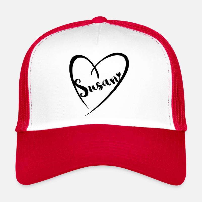 Susan Nom Prénom dans le cadre du coeur Casquette trucker 