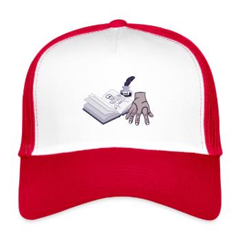 Zombie hand with open book - Trucker Cap - white/red - Front