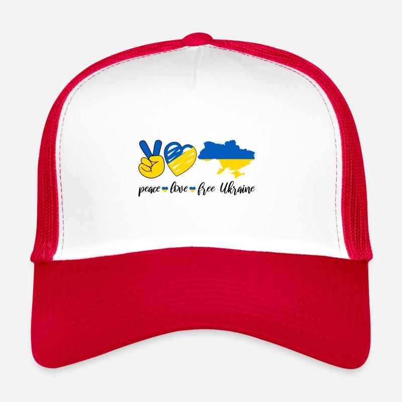 Peace Love Ukraine - Trucker Cap - white/red