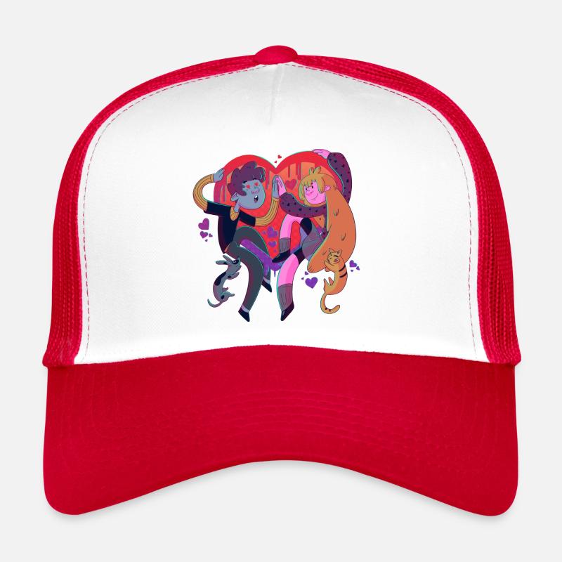 Amour - Casquette trucker  - blanc/rouge