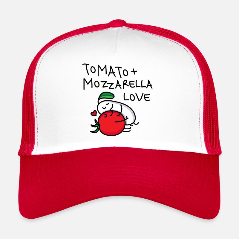 Paire tomate et mozzarella (b) - Casquette trucker  - blanc/rouge