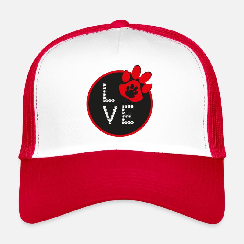 Rote Hundepfote mit sehr viel Liebe. Trucker Cap