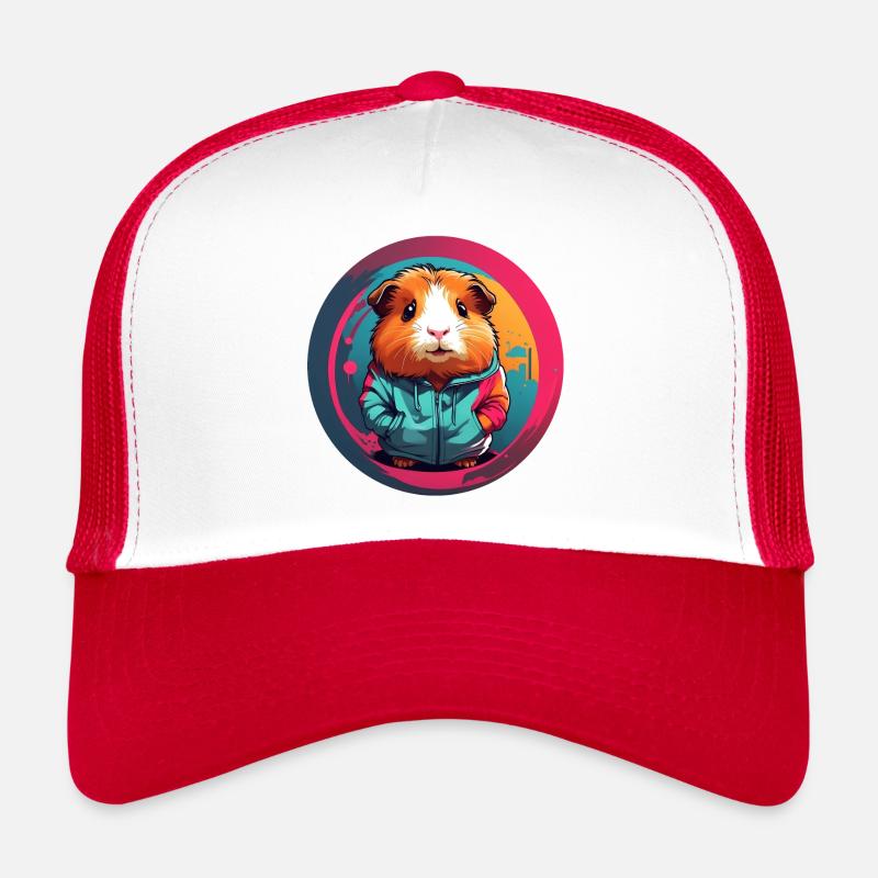 Cochon d’Inde dans la roue chromatique colorée Casquette trucker 