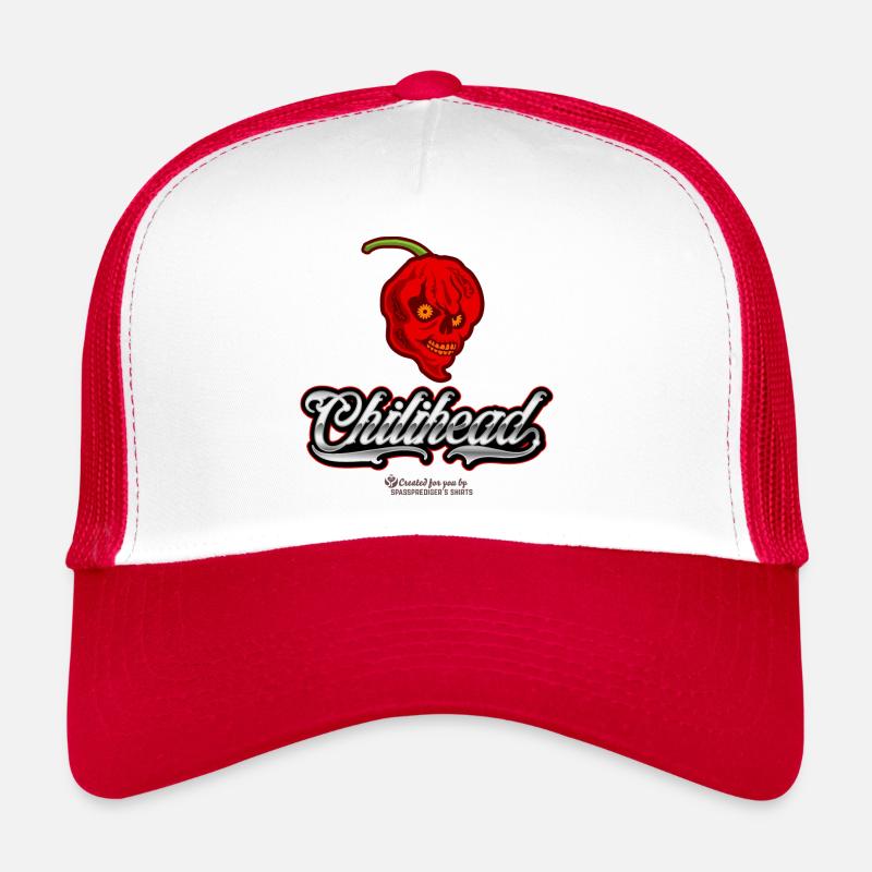Chili Fan Design Chilihead - Trucker Cap - Weiß/Rot