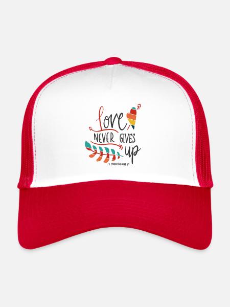 L’amour du design chrétien n’abandonne jamais 1 - Casquette trucker  - blanc/rouge - Devant