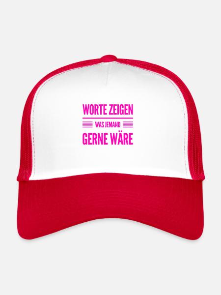 was Worte zeigen - Trucker Cap - Weiß/Rot - Vorne