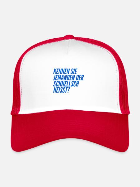 komischer Name - Trucker Cap - Weiß/Rot - Vorne