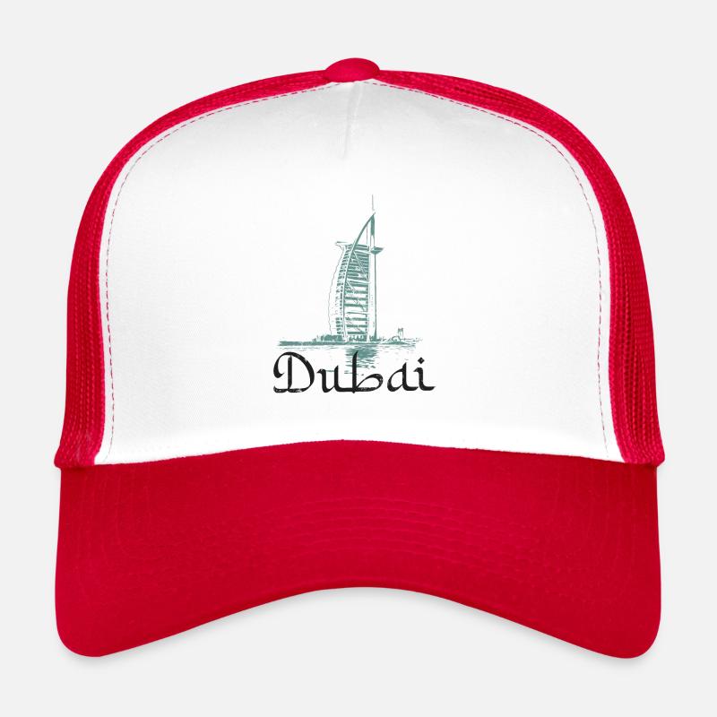 Illustration hotel Burj Al-Arab, icone de Dubai Casquette trucker 