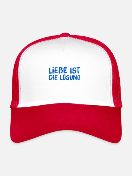 Je vis l’amour - Casquette trucker  - blanc/rouge - Devant