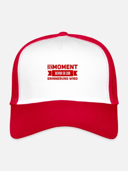 Je vis dans l’ici et maintenant - Casquette trucker  - blanc/rouge - Devant
