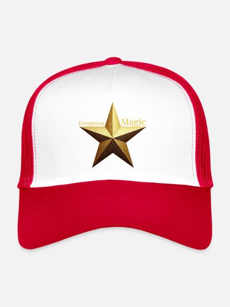 Evergreen Magic - Design de poinsettia doré - Casquette trucker  - blanc/rouge - Devant