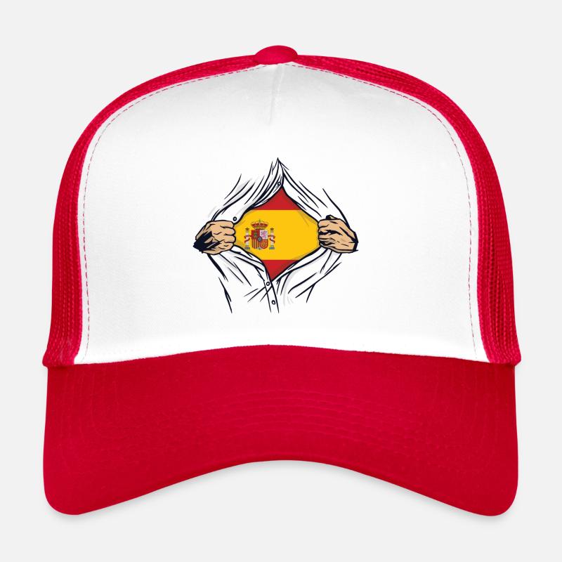 drapeau espagnol fier espagne - Casquette trucker  - blanc/rouge