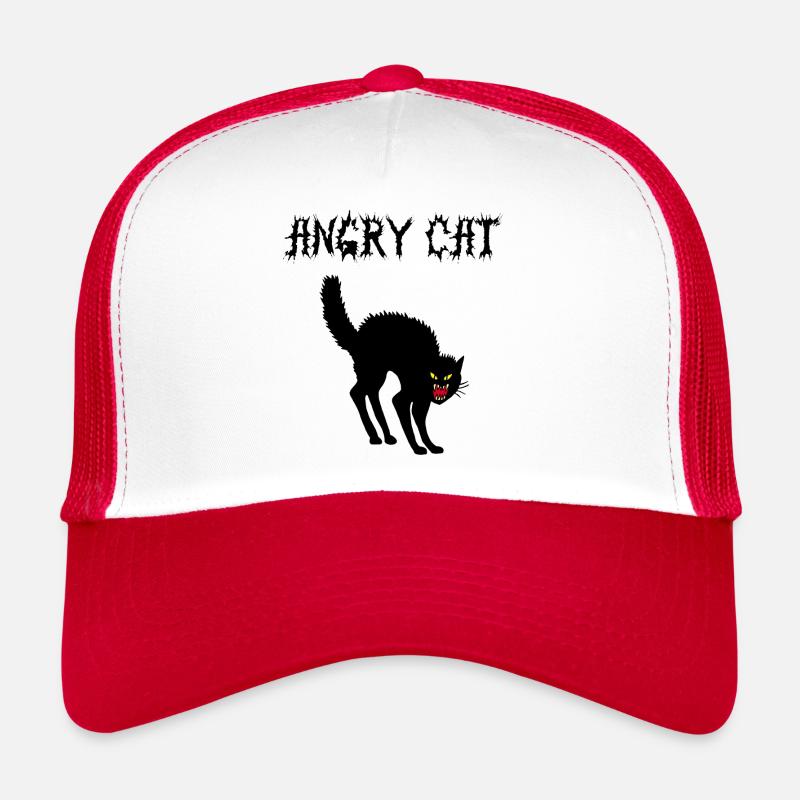 Chat en colère - Casquette trucker  - blanc/rouge