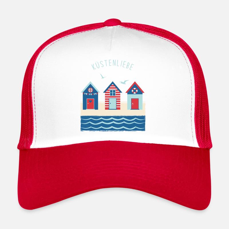 Beach house black - Trucker Cap - white/red
