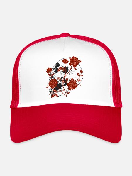 Flowers and Roses - Trucker Cap - white/red - Front