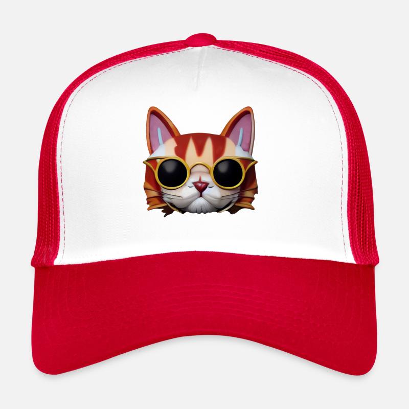 Magical funny cat face with sunglasses! Trucker Cap