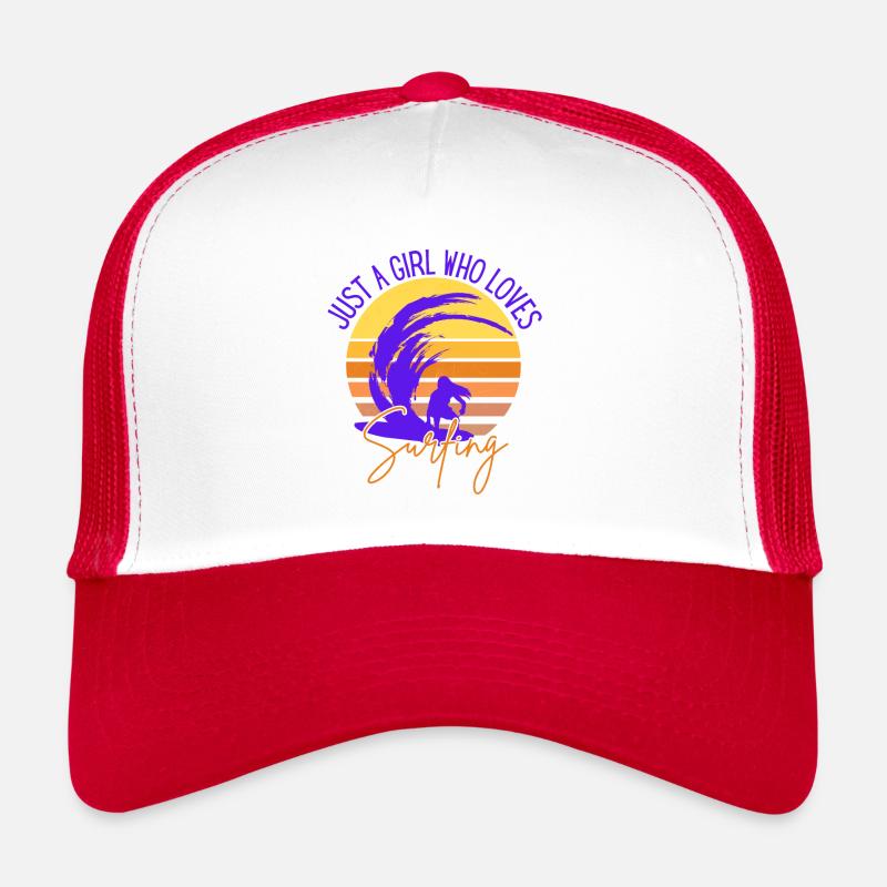 NUR EIN MÄDCHEN, DAS DAS SURFEN LIEBT - Trucker Cap - Weiß/Rot
