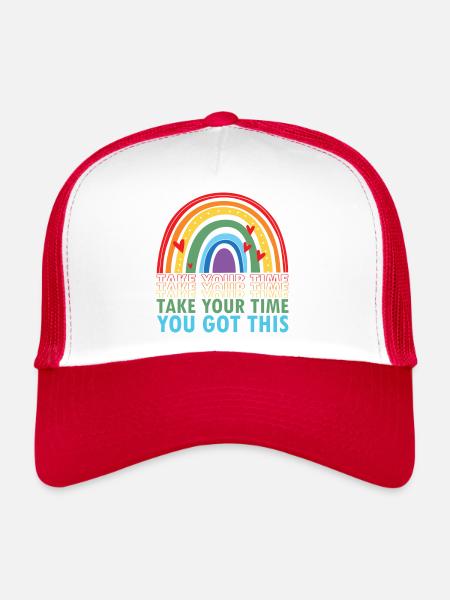 Thérapie de la dyslexie pour le mois de la dyslexie - Casquette trucker  - blanc/rouge - Devant