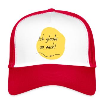 Ich glaube an mich! - Trucker Cap - Weiß/Rot - Vorne