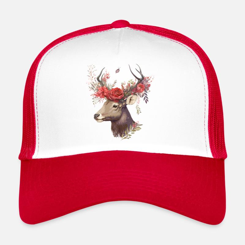 Hirsch mit üppigen Blüten Trucker Cap
