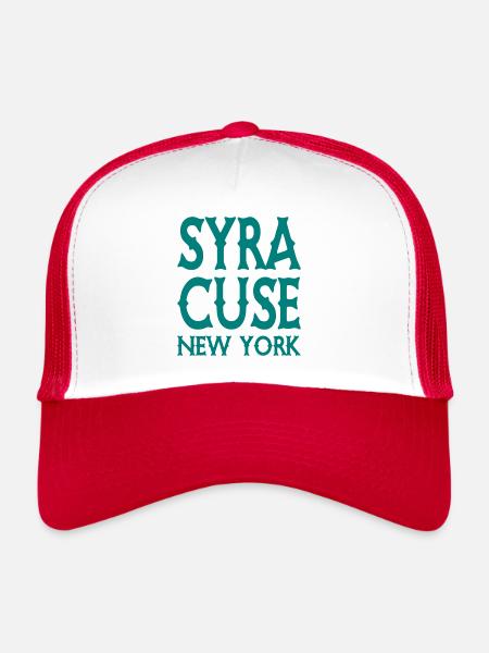 Syracuse - New York - États-Unis USA - Casquette trucker  - blanc/rouge - Devant