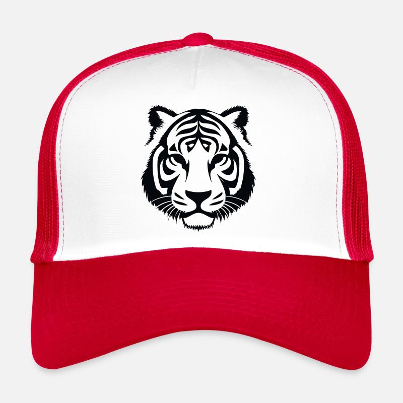 Felin Dschungel-Tigerkopf - Trucker Cap - Weiß/Rot