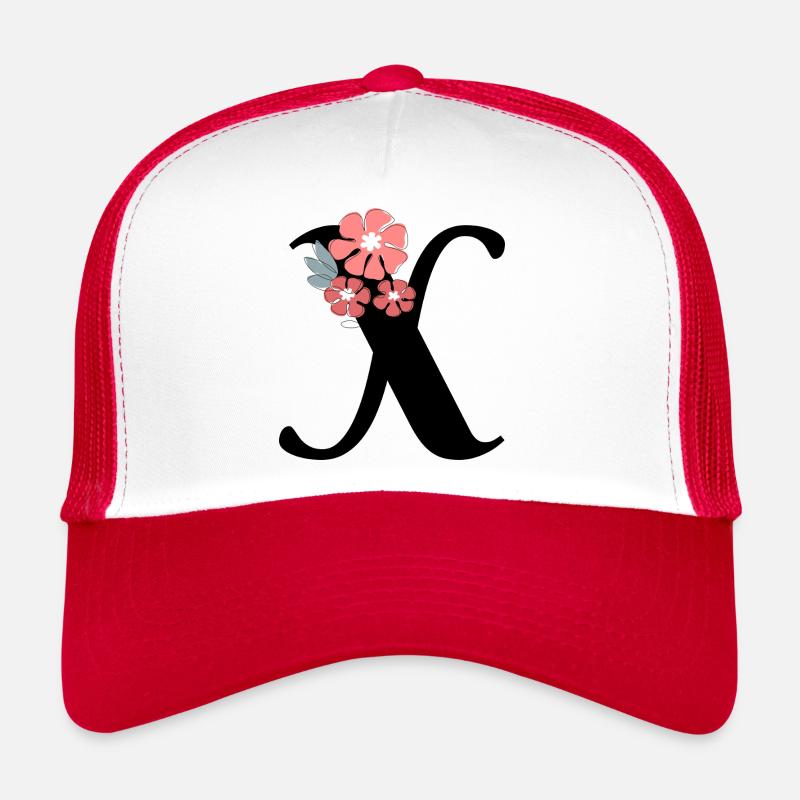 Lettre x fleurs minimalistes Casquette trucker 