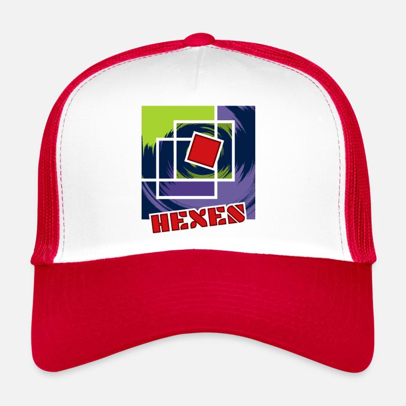 Abstract Rebel Squares - Trucker Cap - white/red