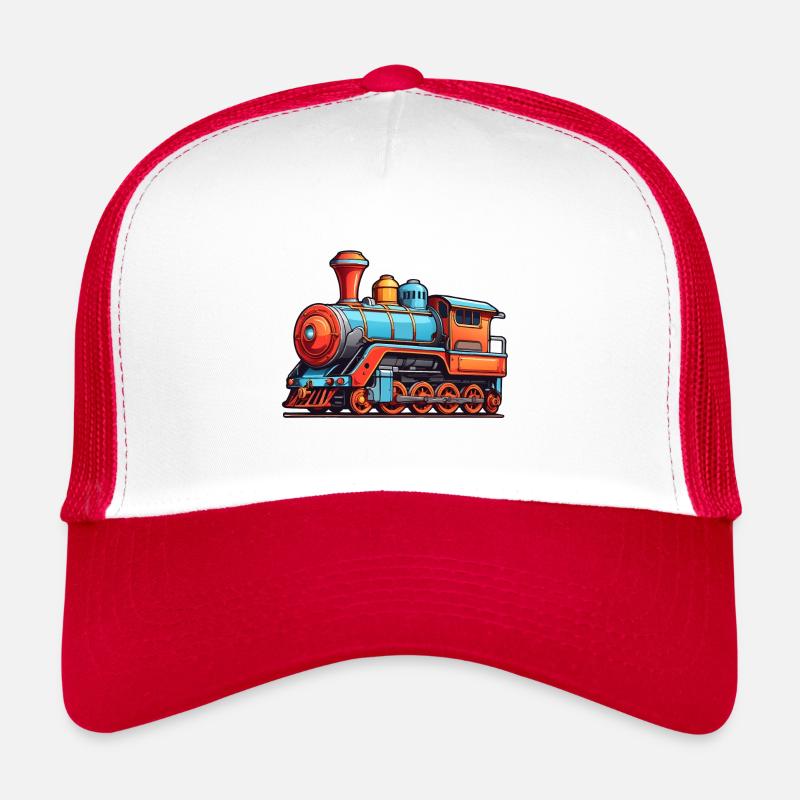 Nostalgische Dampflokomotive - Trucker Cap - Weiß/Rot