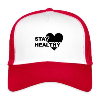 Stay healthy all black - Trucker Cap - white/red - Front