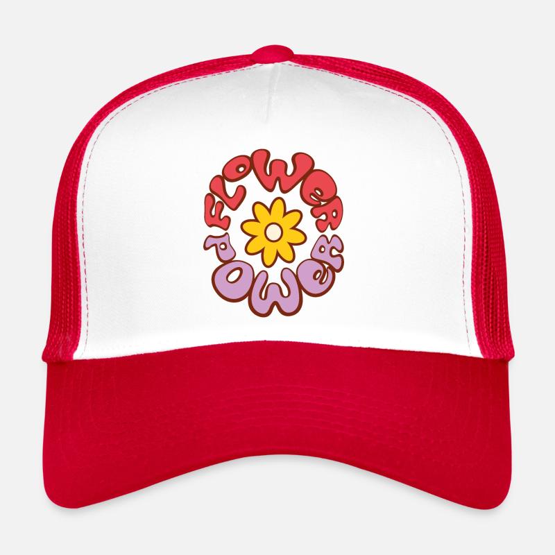 Flower Power - Trucker Cap - Weiß/Rot