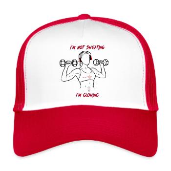 Shiny fitness girl with dumbbells - Trucker Cap - white/red - Front