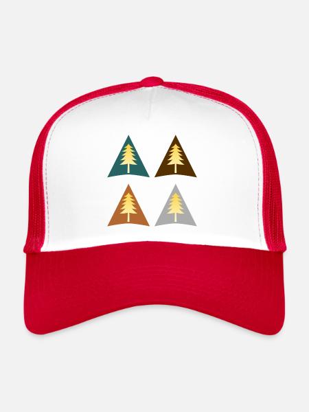 Sapins De Noël Dorés - Casquette trucker  - blanc/rouge - Devant