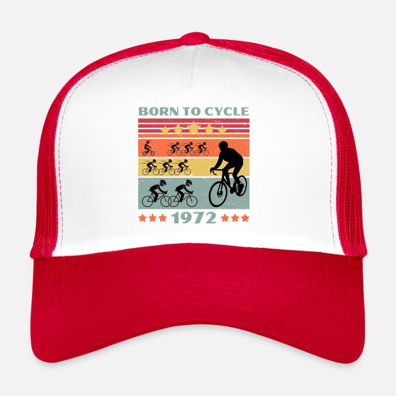 Passion Vélo Born to Cycle 1972 - Casquette trucker  - blanc/rouge